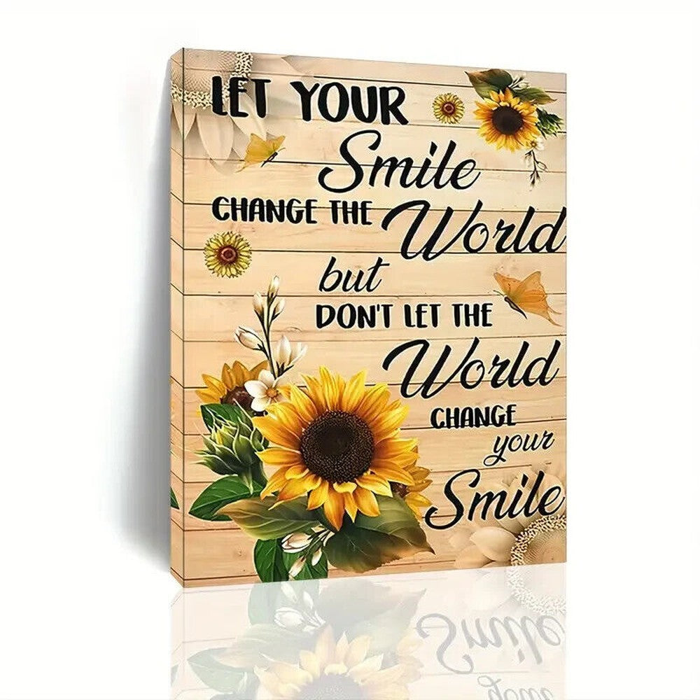 Let Your Smile Change The World Canvas Print Framed 11.8" x 15.7" Wall Art NEW! Home & Garden:Home Décor:Posters & Prints Style Your Walls